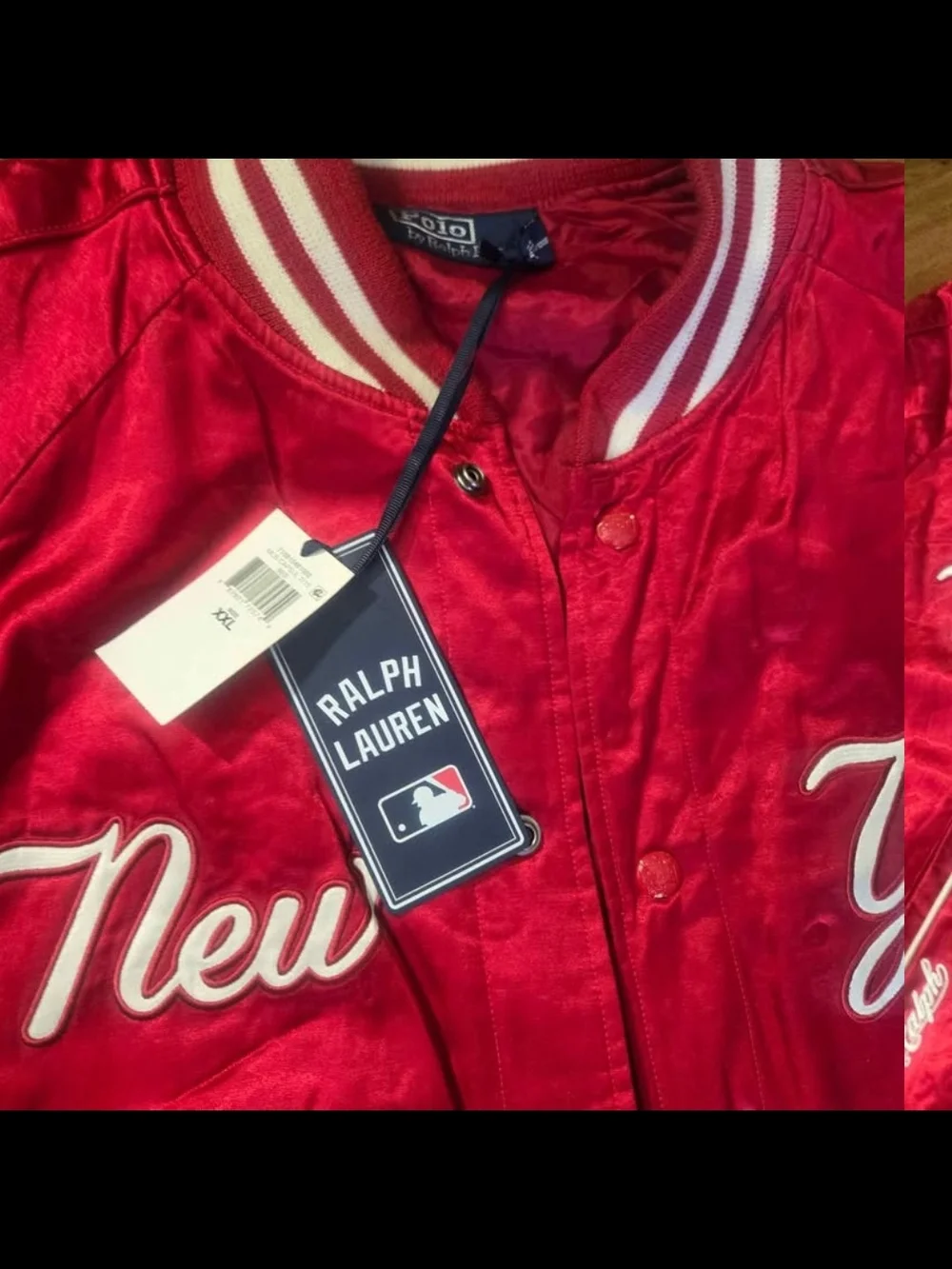 Ralph Lauren Red New York Satin Bomber Jacket